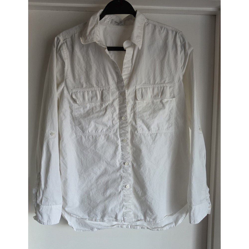 Babaton Button Down Shirt Women S White 100% Cotton Long Sleeve Collared Top